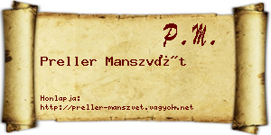 Preller Manszvét névjegykártya